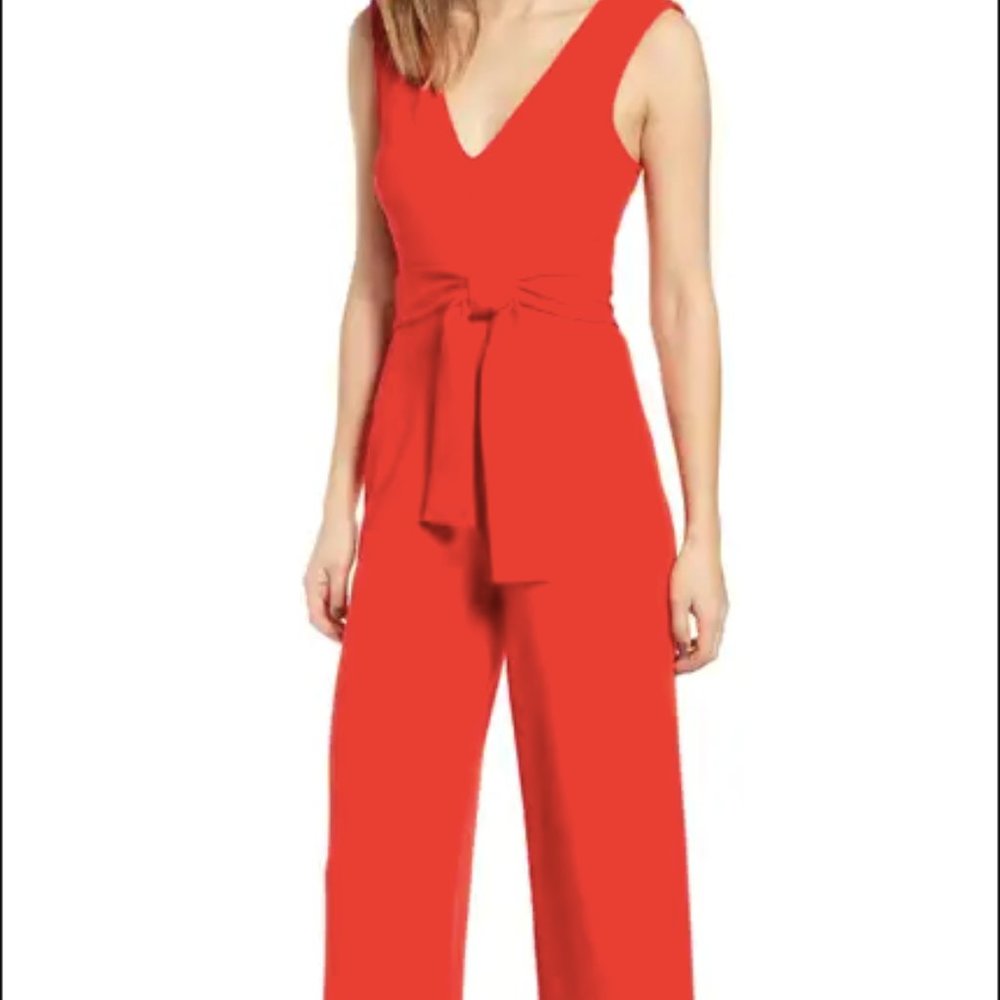 Leith Deep V-Neck Jumpsuit - Size Small
